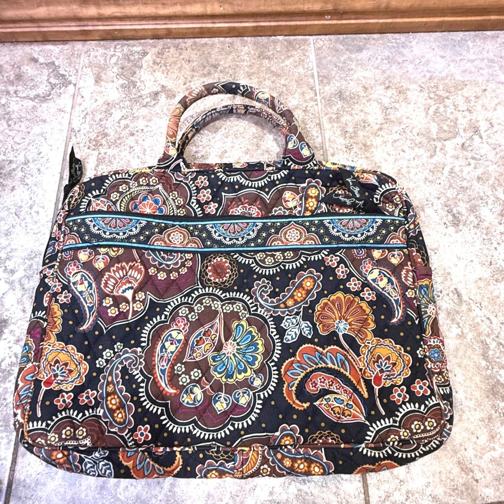 Vera Bradley Quilted Tote Bag Retired Paisley Pattern Cotton Zip Top Work Travel